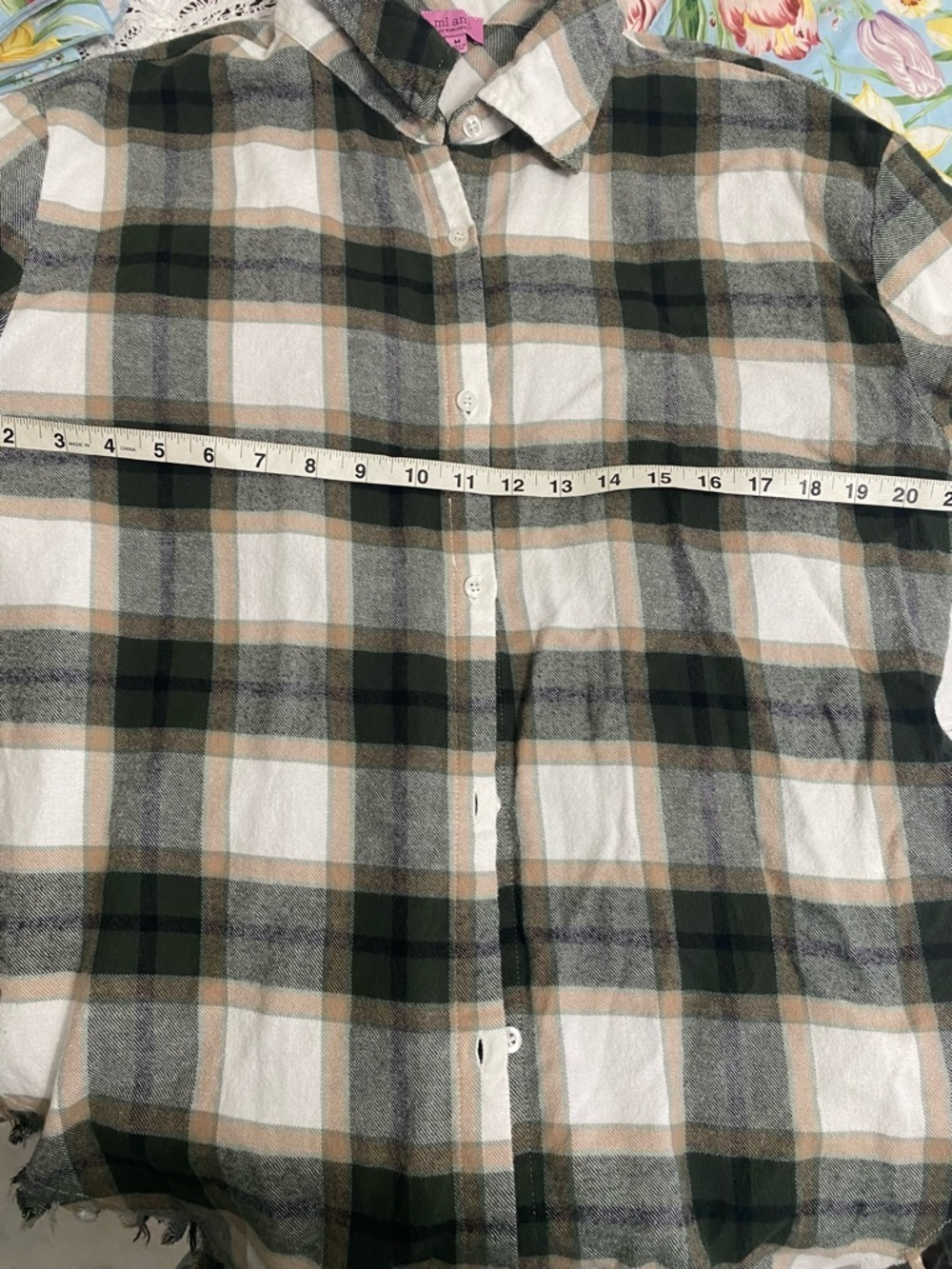 Mi Ami for Francesca’s button down flannel shirt plaid patter size M - Picture 5 of 5